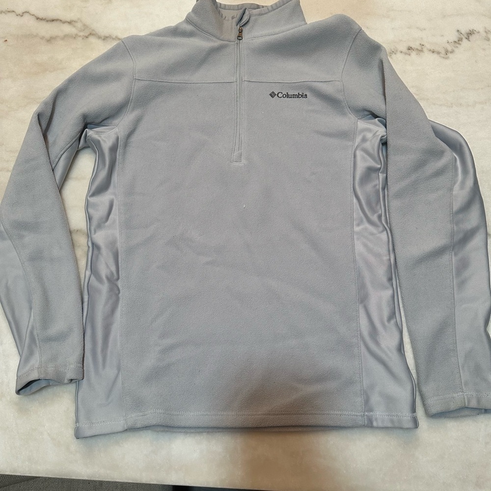 Columbia Gray Zip Up Sweater with Stand-Up Collar‎